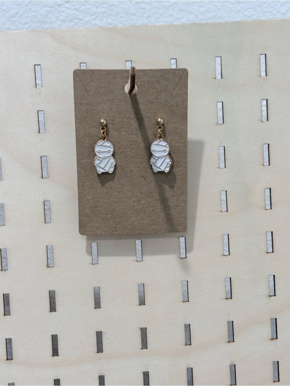 Handcrafted mummy charms dangle earrings